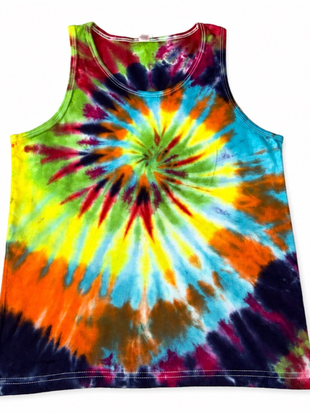 Vibrant Multicolor Size 10-12 Tie-Dye Tank Top, Unisex Fit, Gorgeous Colors